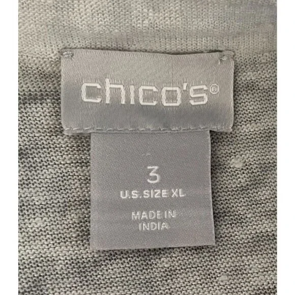 CHICOS Womens Knit TOP Long Sleeve GRAY Linen V-Neck Size 3 (XL) - Picture 5 of 5